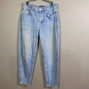 Massimo Dutti Barrel jeans size 10 faded light blue distressed high rise